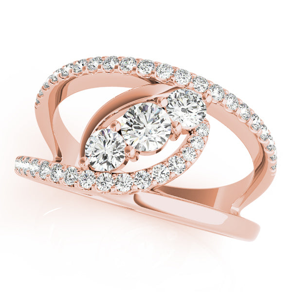 14K Rose Gold Multi-Diamond Fashion Ring