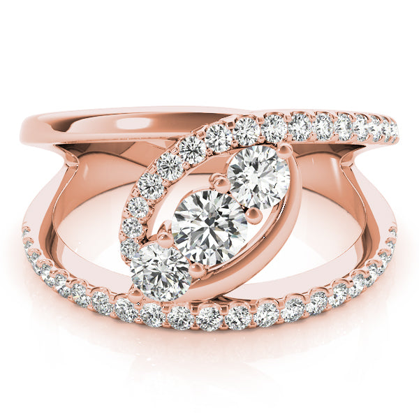 14K Rose Gold Multi-Diamond Fashion Ring