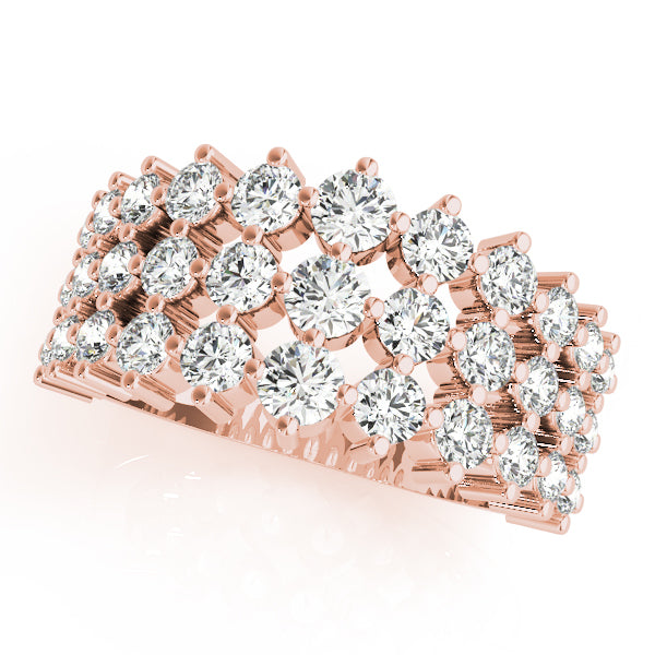 18K Rose Gold 3-Row Lab Diamond Fashion Ring