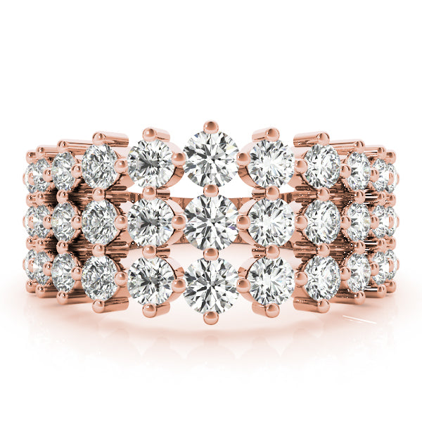 14K Rose Gold Lab Diamond 3-Row Ring