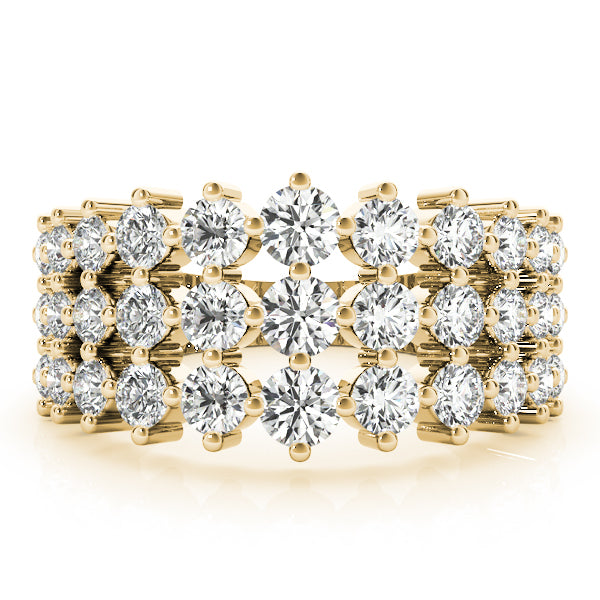 18K Yellow Gold Multi-Row Diamond Fashion Ring