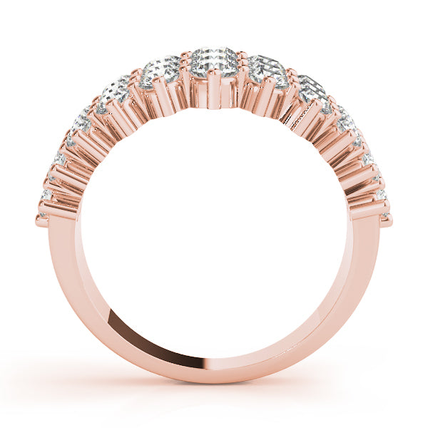 18K Rose Gold 3-Row Lab Diamond Fashion Ring