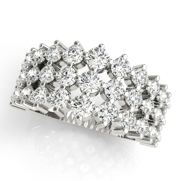 18K White Gold Lab Diamond 3-Row Ring