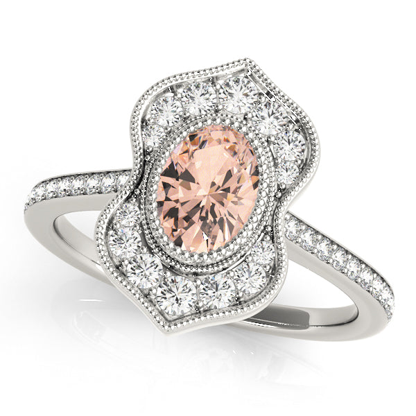 Platinum White Oval Diamond Fashion Ring