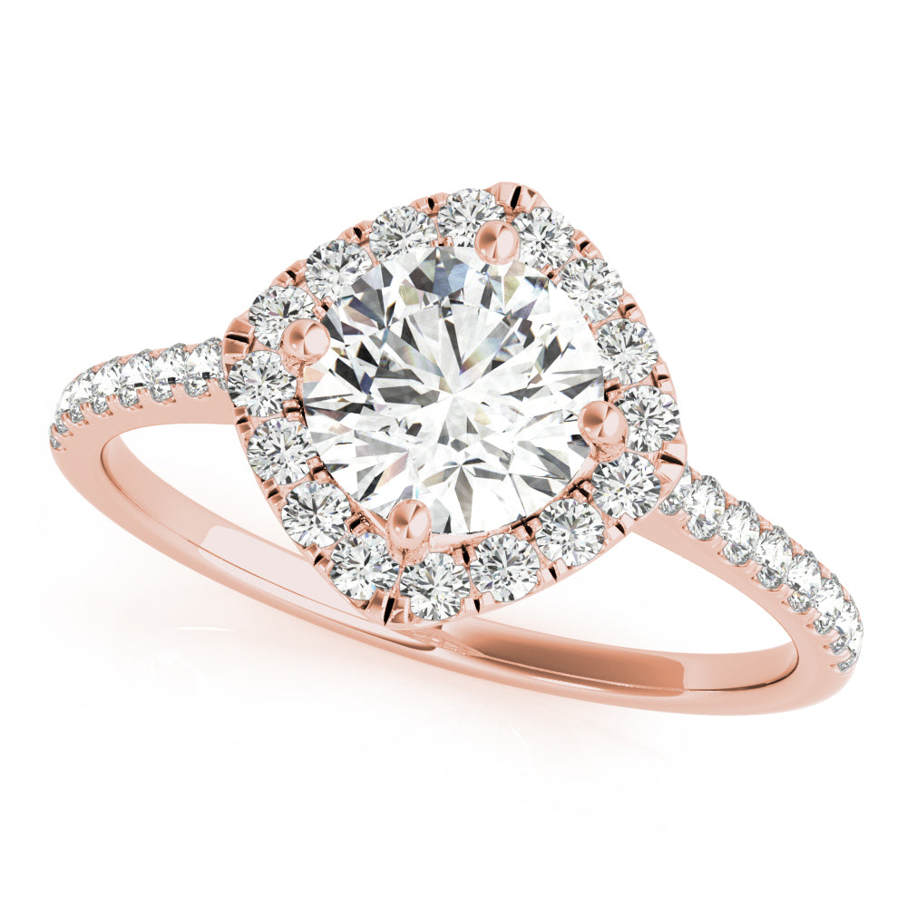 18K Rose Gold 1.33ctw Diamond Halo Engagement Ring