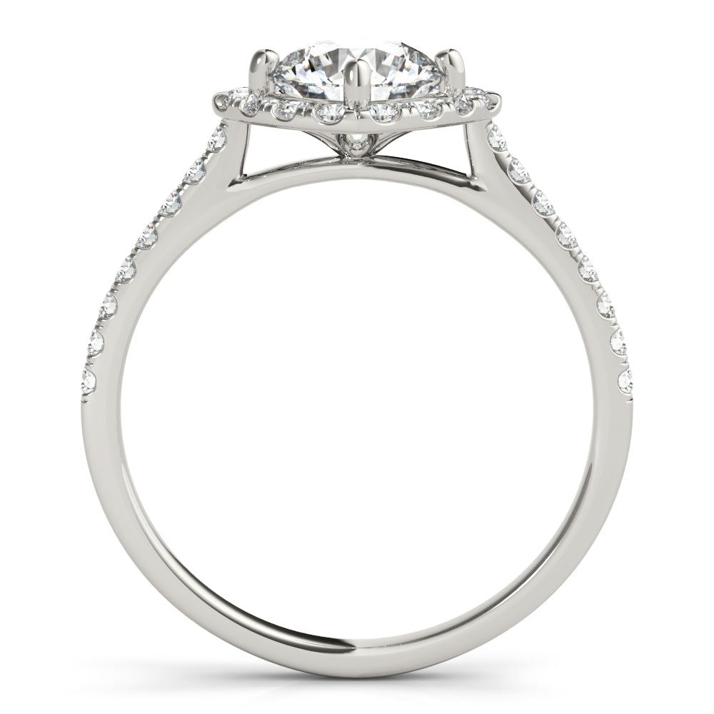 Platinum 1.33ctw Round Diamond Halo Engagement Ring