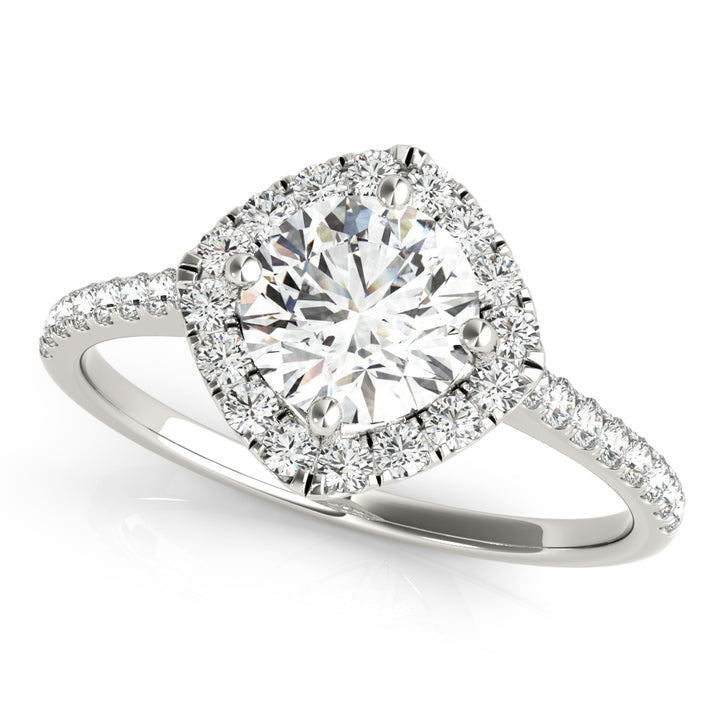18K White Gold 1.33ctw Diamond Halo Engagement Ring