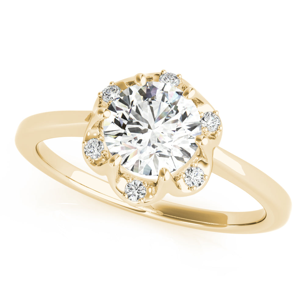 14K Yellow Gold 1 CT Diamond Halo Engagement Ring