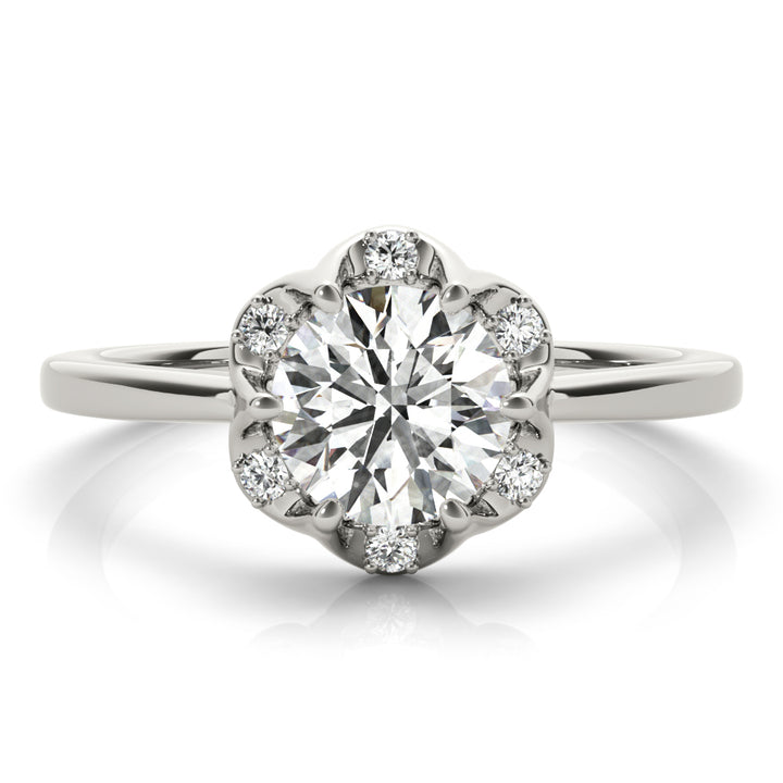 1 CT Platinum Round Diamond Halo Engagement Ring