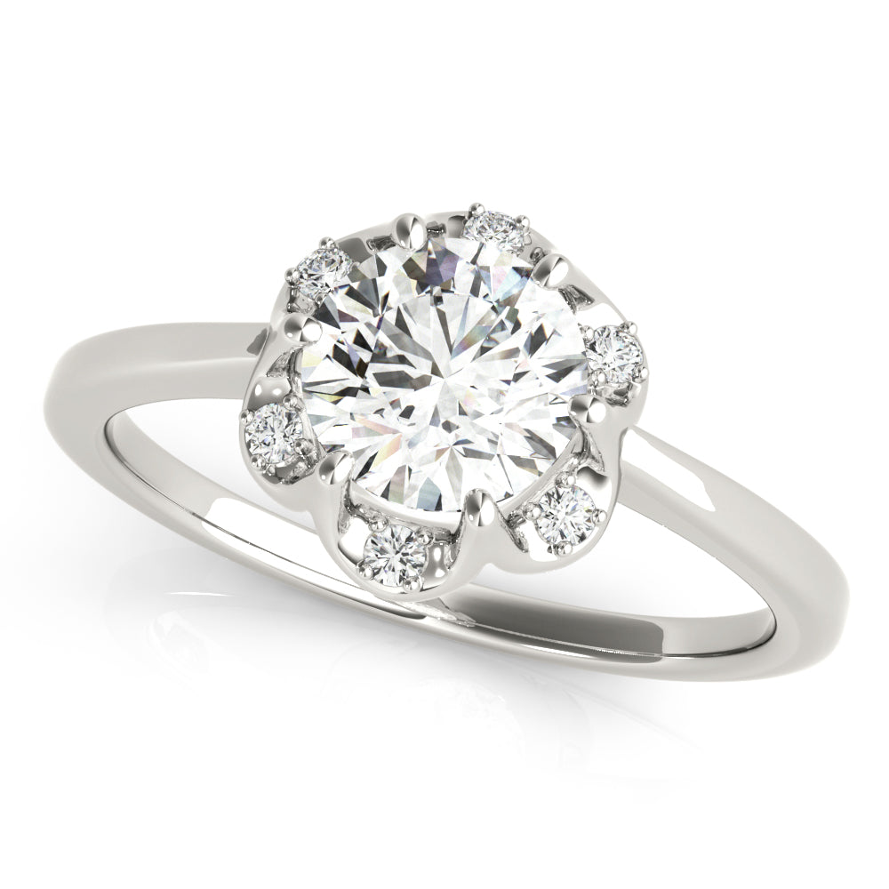 1 CT Platinum Round Diamond Halo Engagement Ring