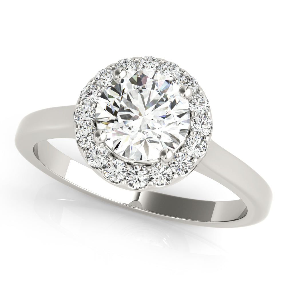 Platinum 1.25 ctw Round Diamond Halo Engagement Ring