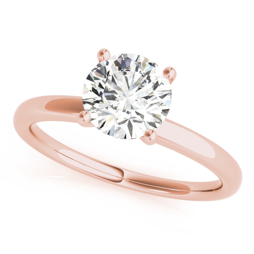 14K Rose Gold Round Diamond Solitaire Engagement Ring