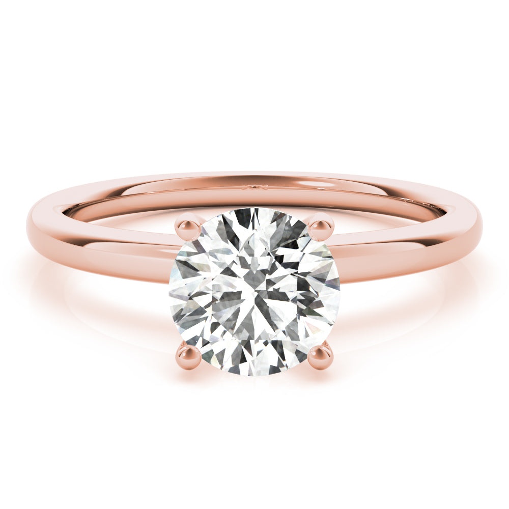 14K Rose Gold Round Diamond Solitaire Engagement Ring