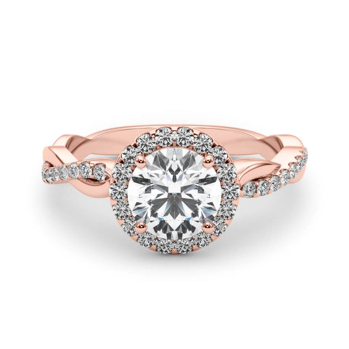 18K Rose Gold 1 CT Diamond Halo Engagement Ring