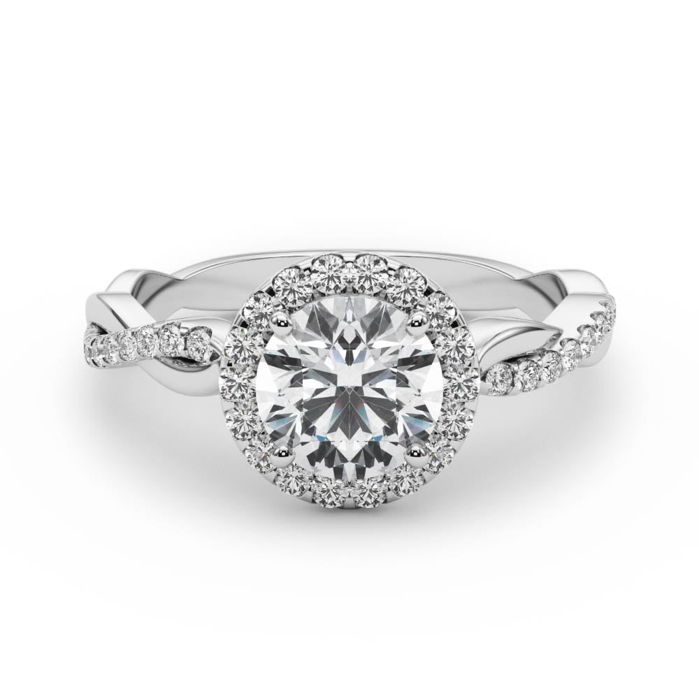 18K White Gold 1 CT Diamond Halo Engagement Ring