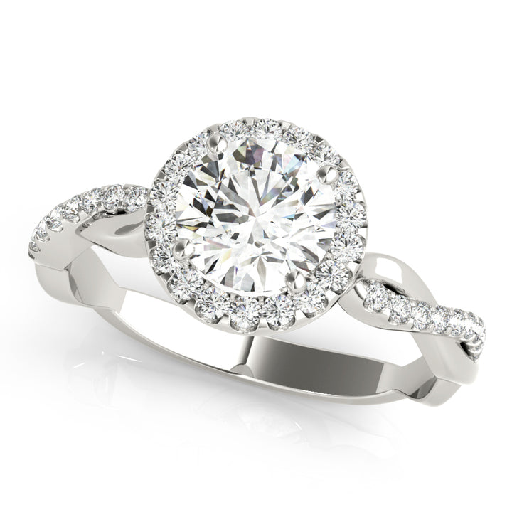 18K White Gold 1 CT Diamond Halo Engagement Ring