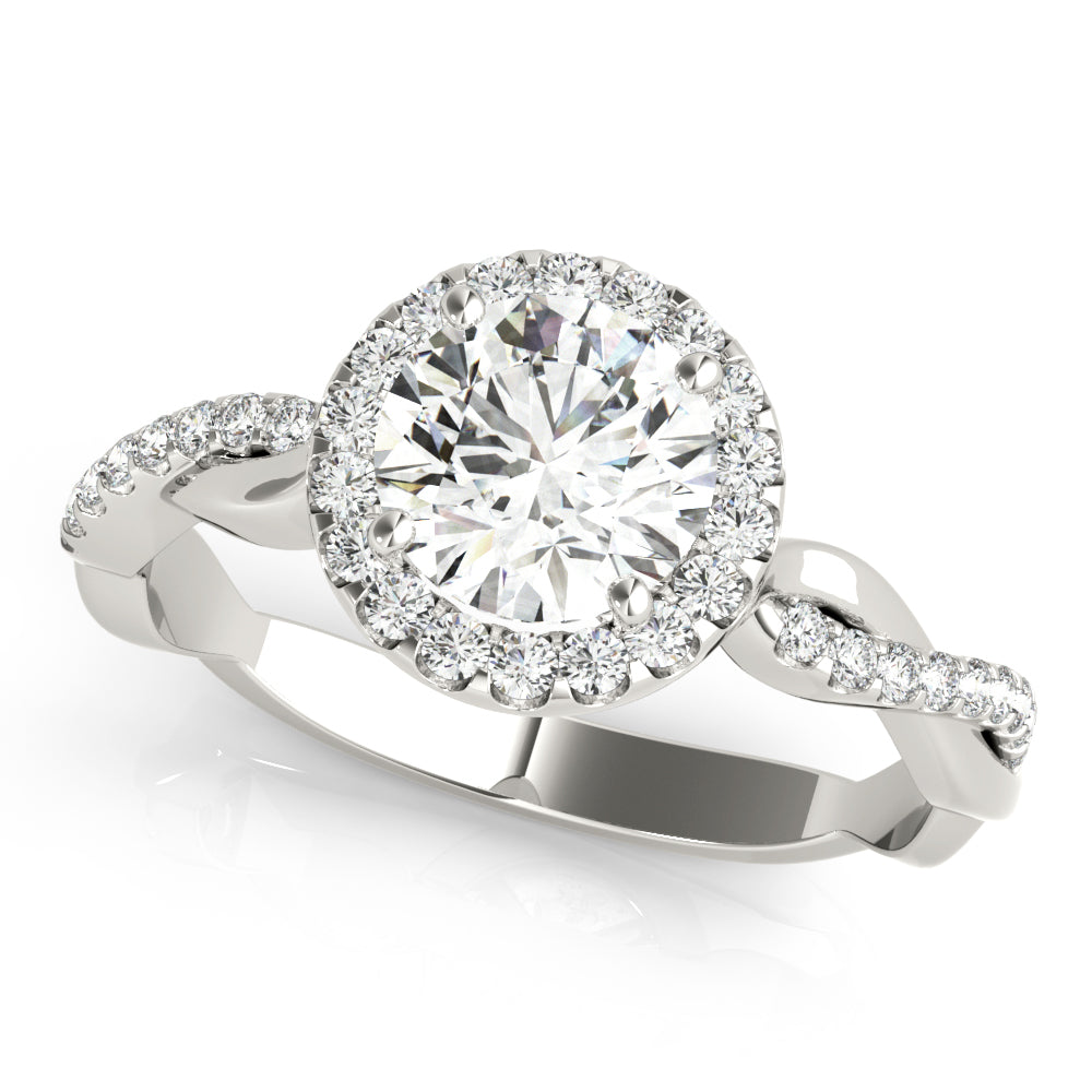 18K White Gold 1 CT Diamond Halo Engagement Ring