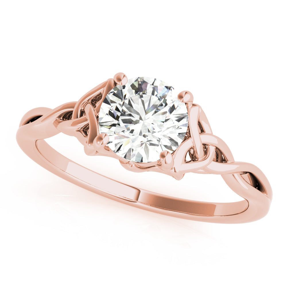 18K Rose Gold 1/2 CT Round Diamond Engagement Ring
