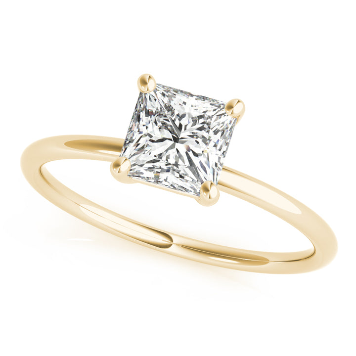 14K Yellow Gold Princess Diamond Solitaire Ring