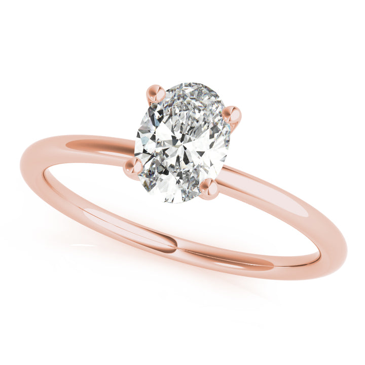 18K Rose Gold Oval Diamond Solitaire Engagement Ring
