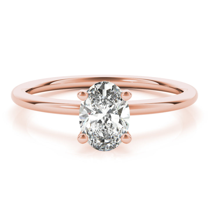 18K Rose Gold Oval Diamond Solitaire Engagement Ring