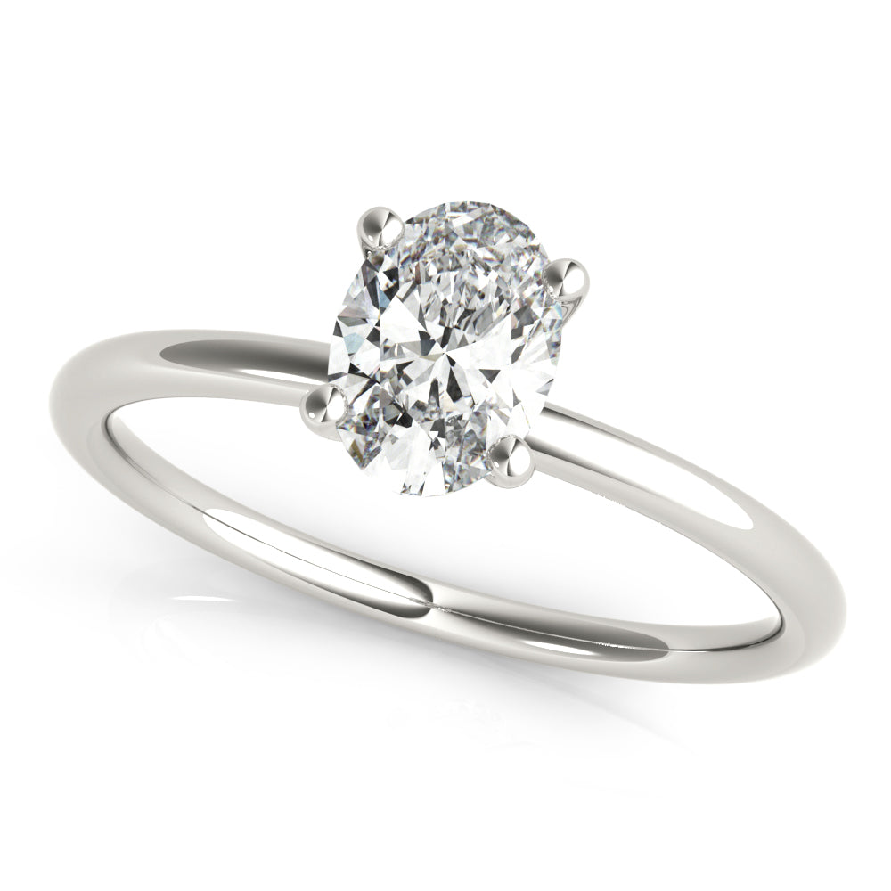 18K White Gold 1/4 CT Oval Diamond Engagement Ring