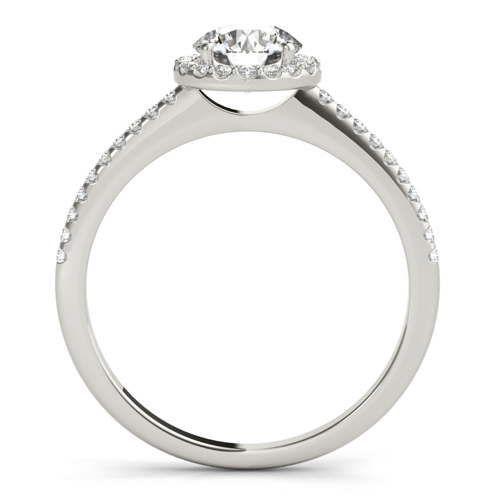 18K White Gold Diamond Halo Engagement Ring 0.5 CT