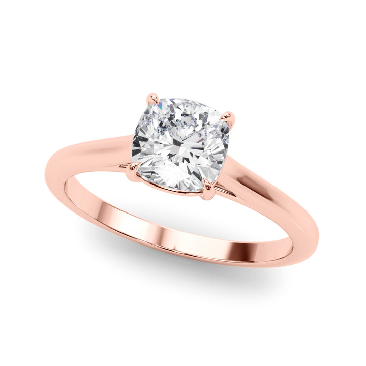18K Rose Gold Cushion Diamond Solitaire Ring