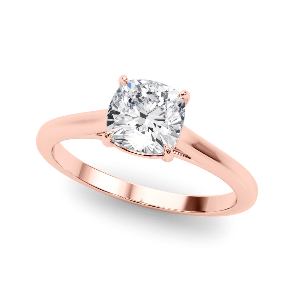18K Rose Gold Cushion Diamond Solitaire Ring