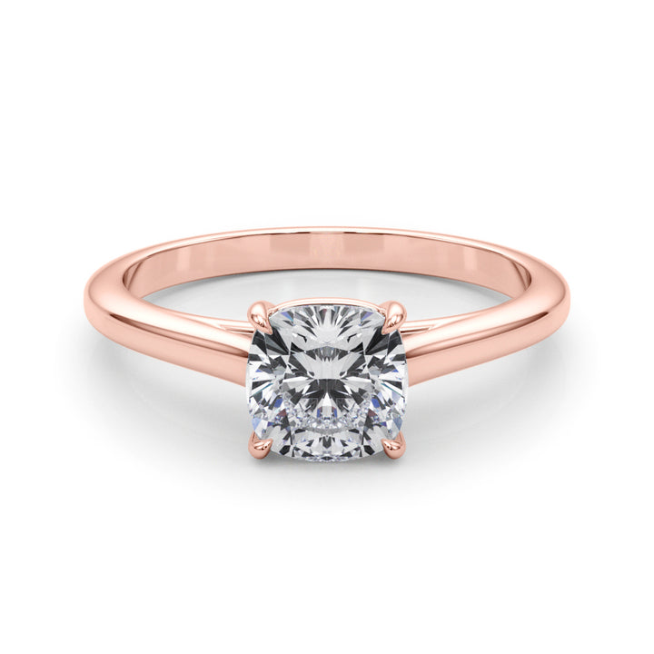 18K Rose Gold Cushion Diamond Solitaire Ring