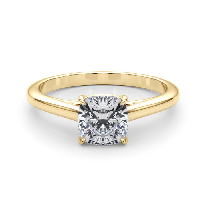 14K Yellow Gold Cushion Diamond Solitaire Ring
