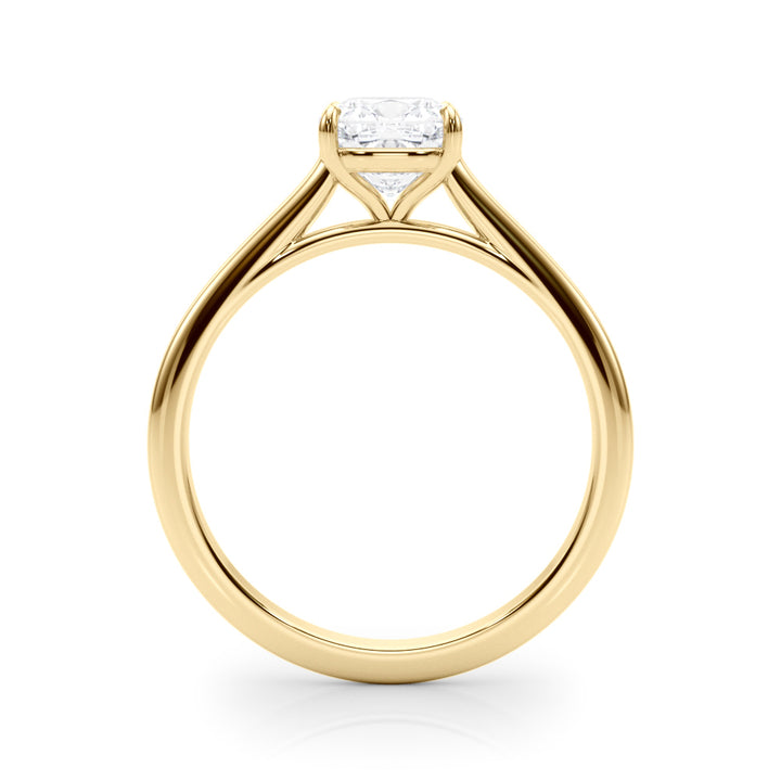 14K Yellow Gold Cushion Diamond Solitaire Ring