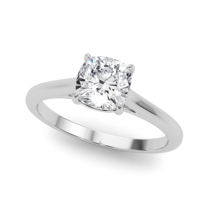 14K White Gold Cushion Diamond Solitaire Ring