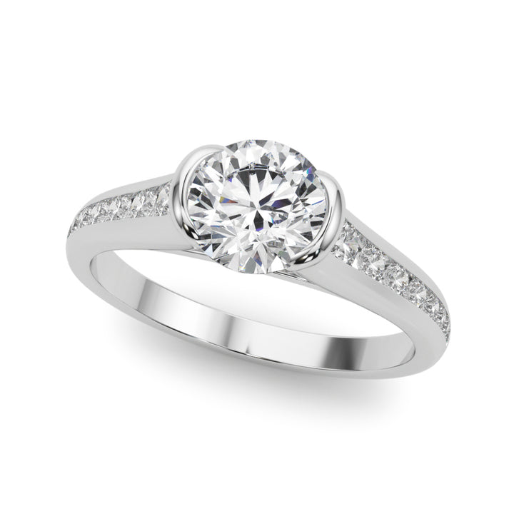 Round Diamond Single Row Engagement Ring