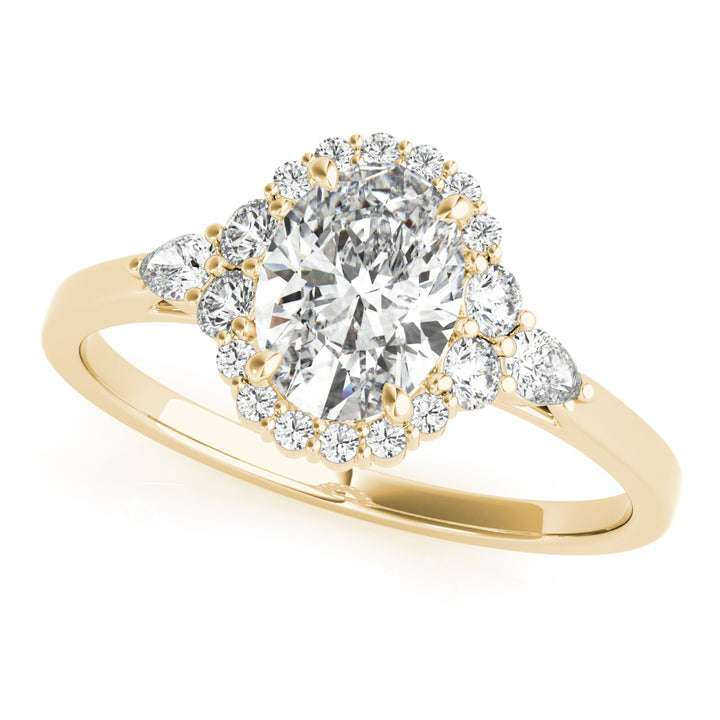 18K Yellow Gold Oval Diamond Halo Ring
