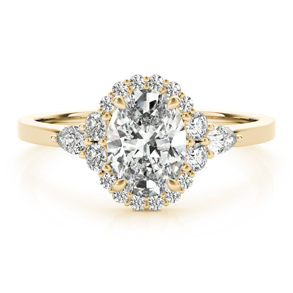 18K Yellow Gold Oval Diamond Halo Ring