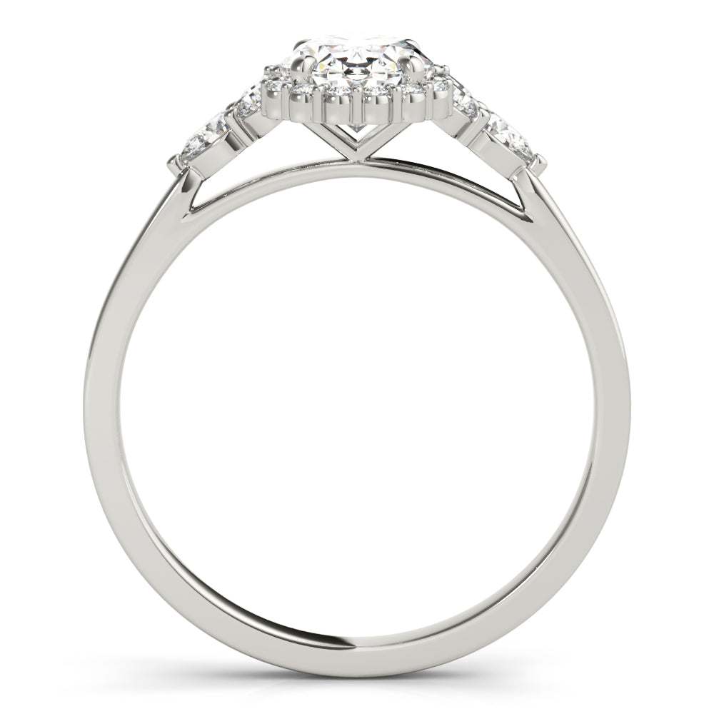 Platinum White Diamond Oval Halo Engagement Ring