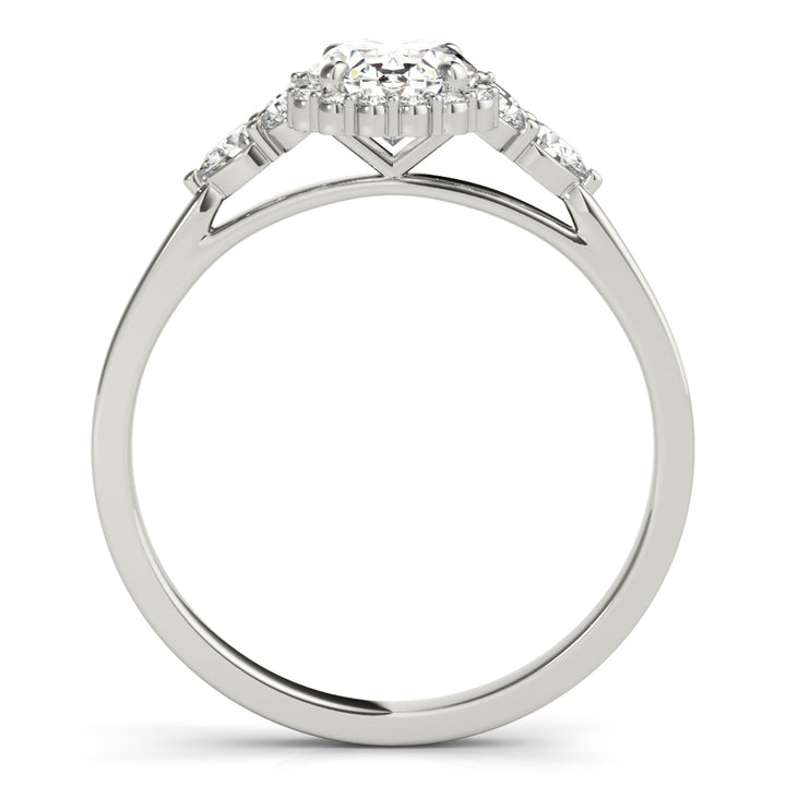 Platinum White Diamond Oval Halo Engagement Ring