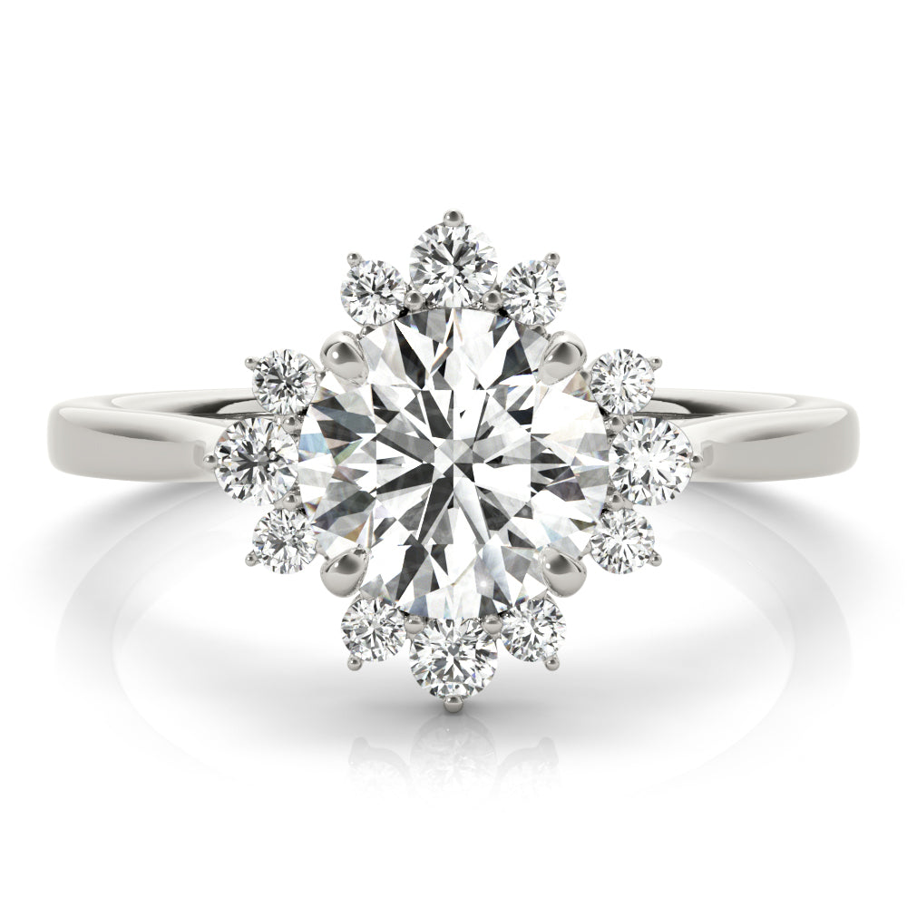 Platinum 1.2 ctw Round Diamond Halo Engagement Ring