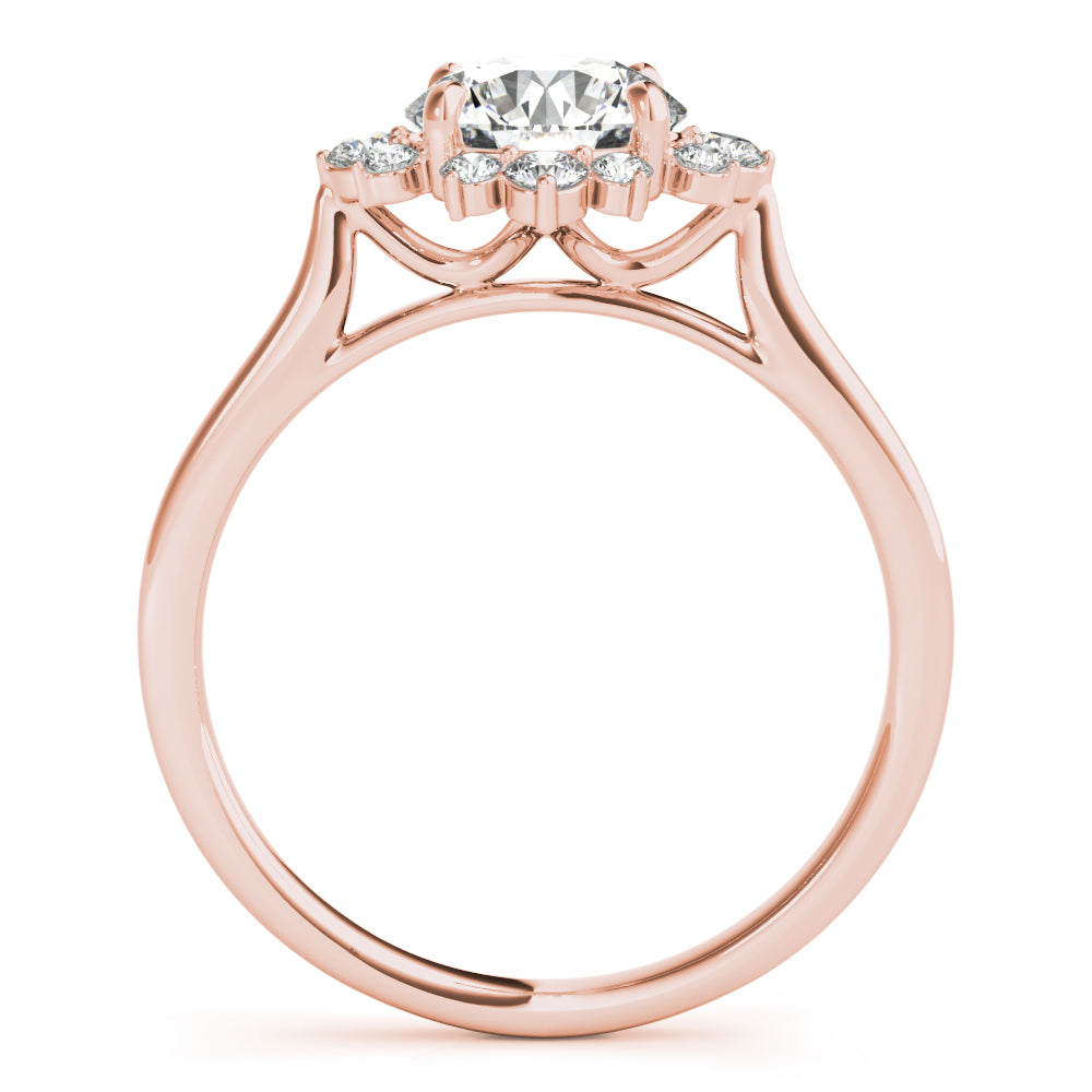 18K Rose Gold 1 CT Diamond Halo Engagement Ring