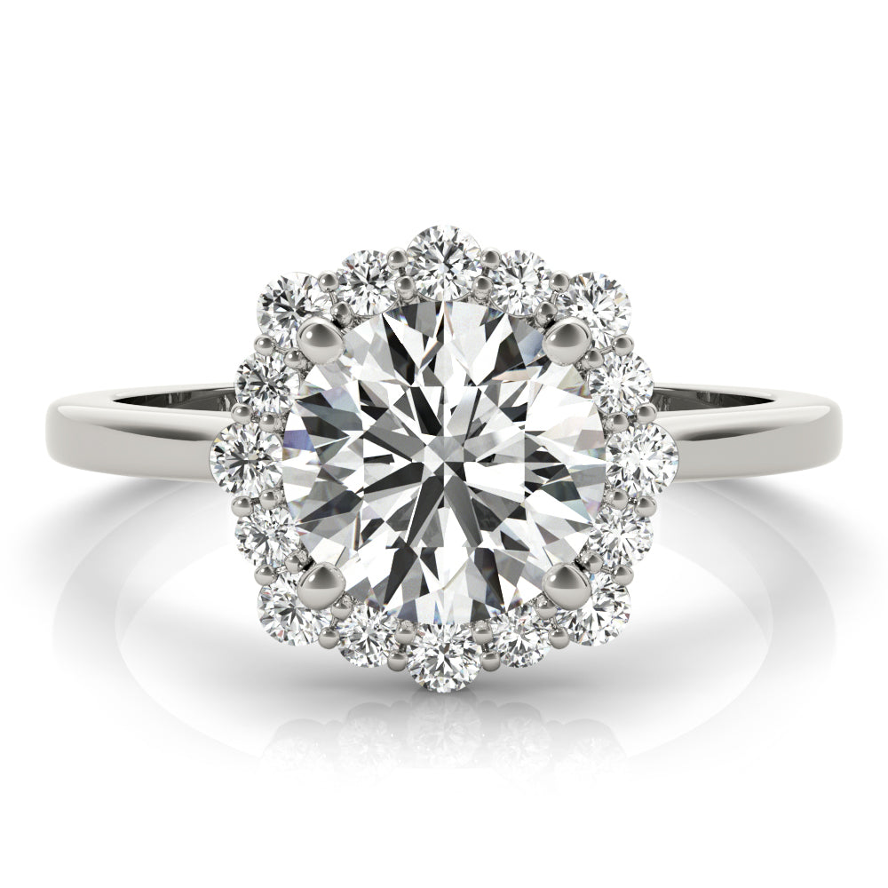 Platinum 1.20 ctw Round Diamond Halo Engagement Ring