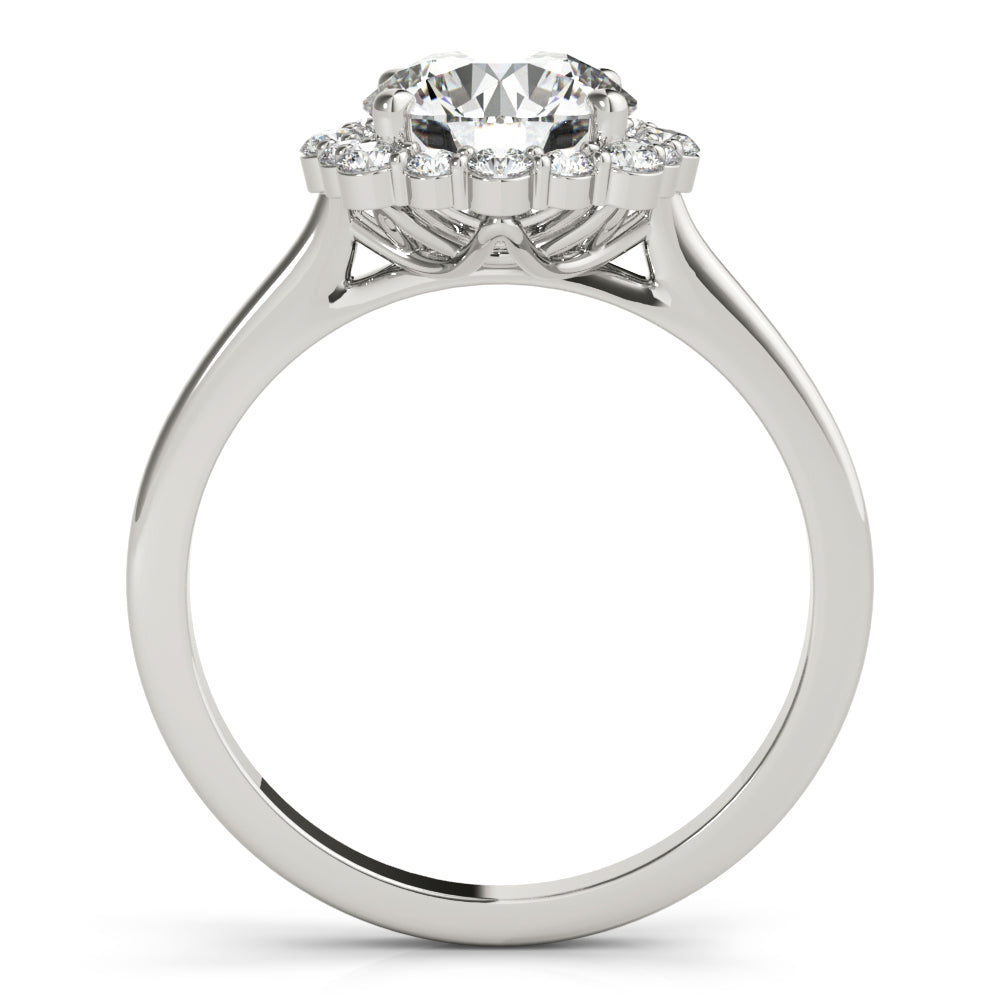 18K White Gold 1.15 ctw Diamond Halo Engagement Ring