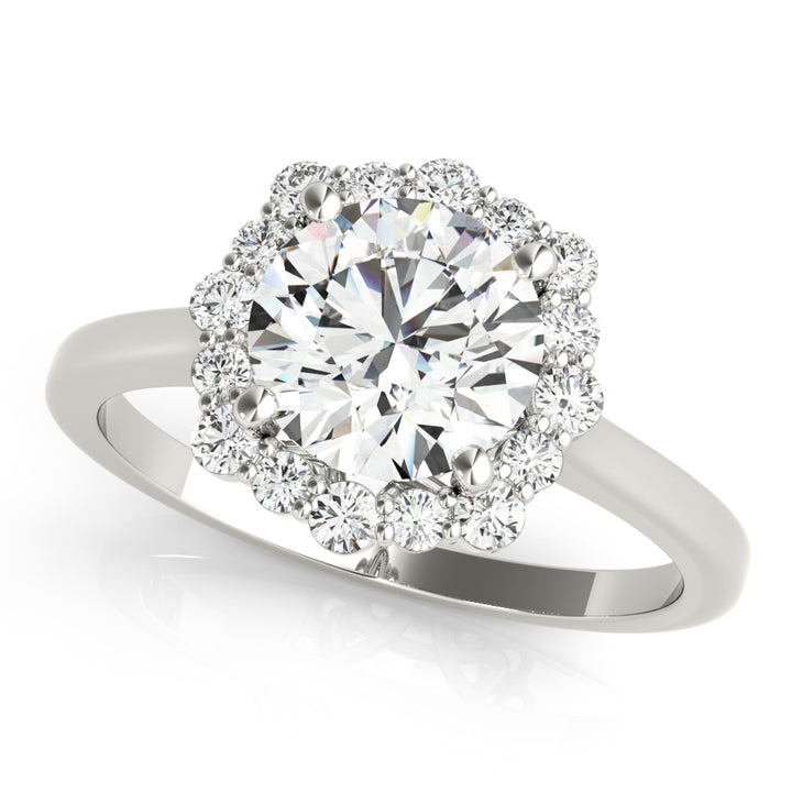 18K White Gold 1.15 ctw Diamond Halo Engagement Ring