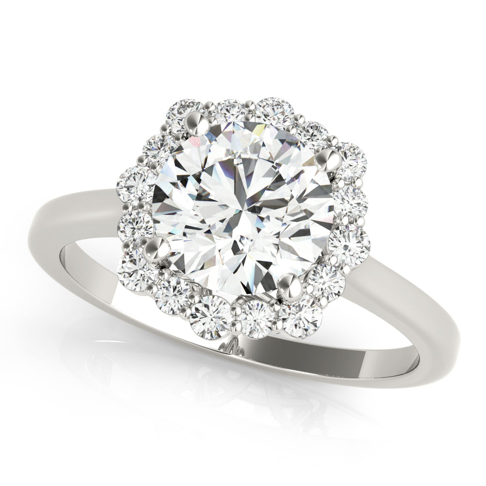 Platinum 1.20 ctw Round Diamond Halo Engagement Ring