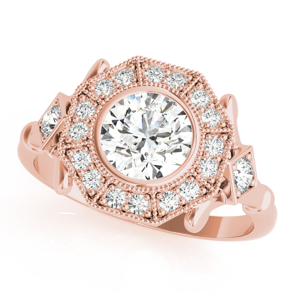 18K Rose Gold 1.33ctw Round Diamond Halo Ring