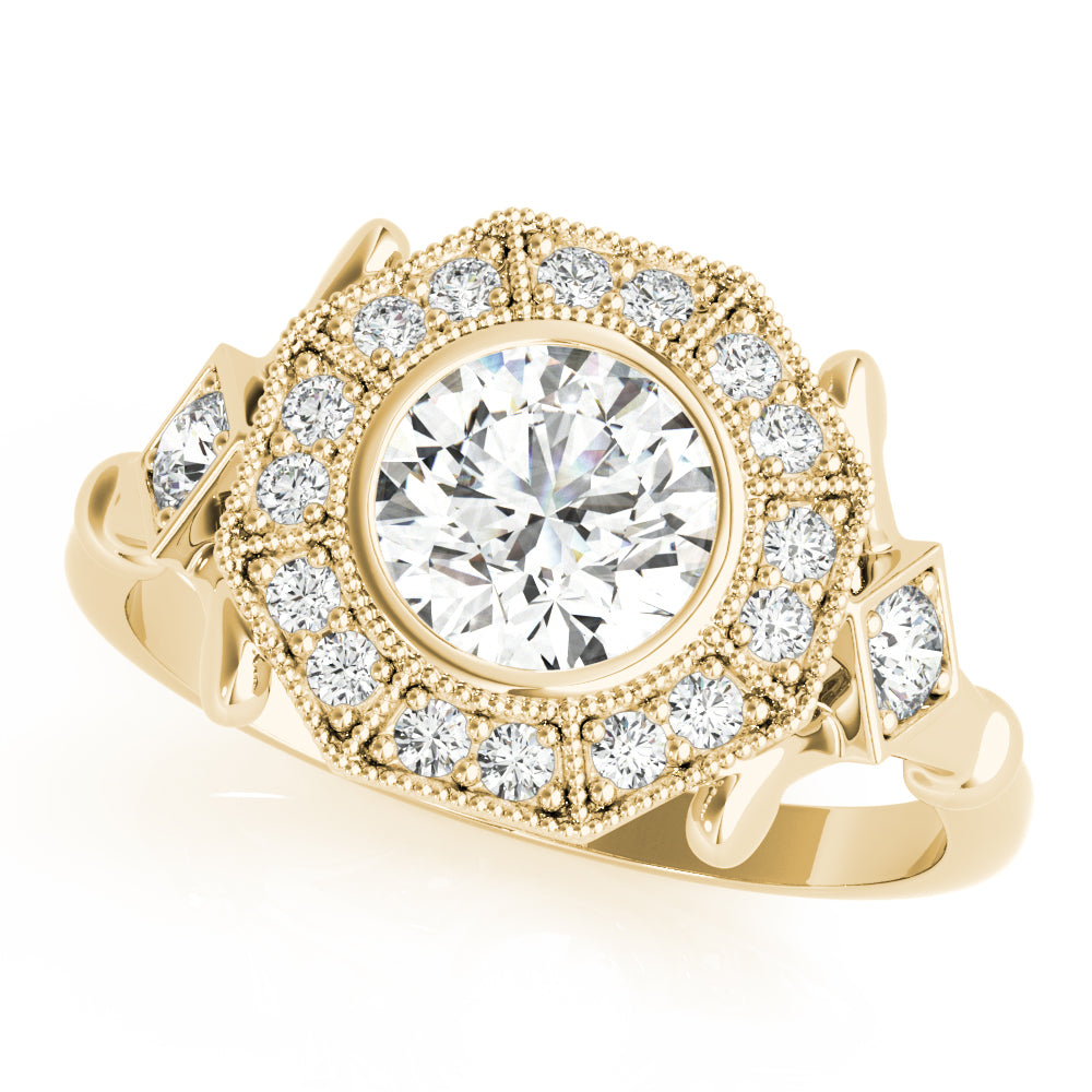 14K Yellow Gold Diamond Halo Engagement Ring 1.33ctw