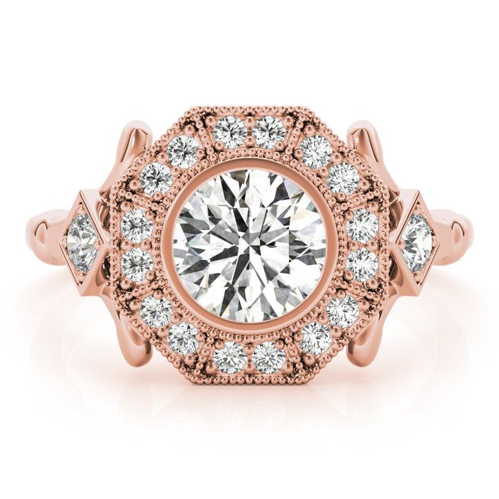 18K Rose Gold 1.33ctw Round Diamond Halo Ring