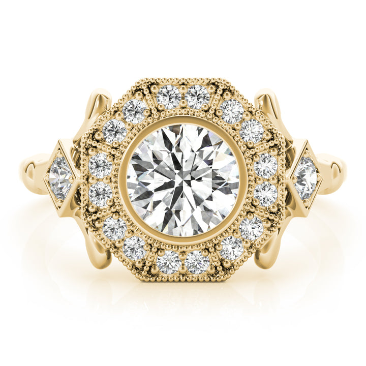 14K Yellow Gold Diamond Halo Engagement Ring 1.33ctw