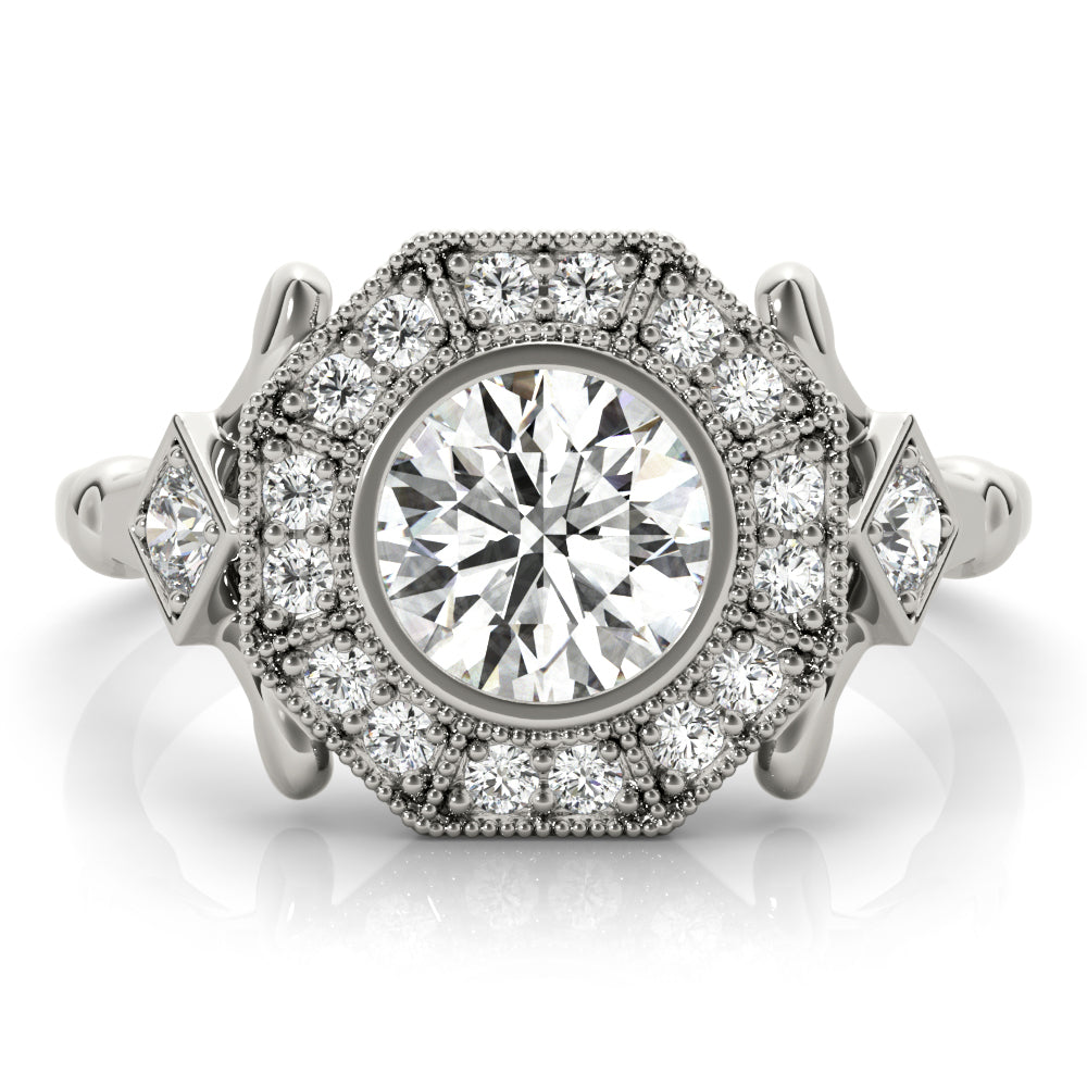 14K White Gold 1.33ctw Round Diamond Halo Ring