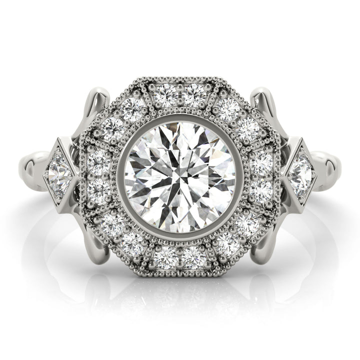 14K White Gold 1.33ctw Round Diamond Halo Ring